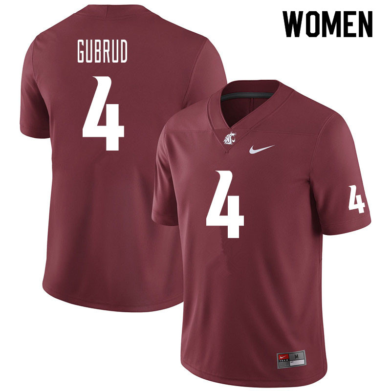 Women #4 Gage Gubrud Washington State Cougars College Football Jerseys Sale-Crimson - Click Image to Close